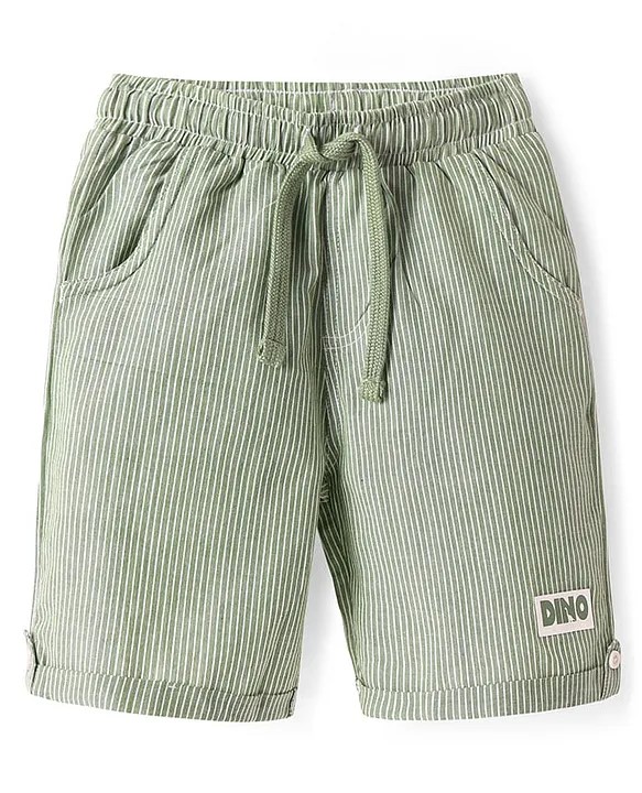 Kookie Kids India Kookie Kids Cotton Woven Striped Shorts - Light Green
